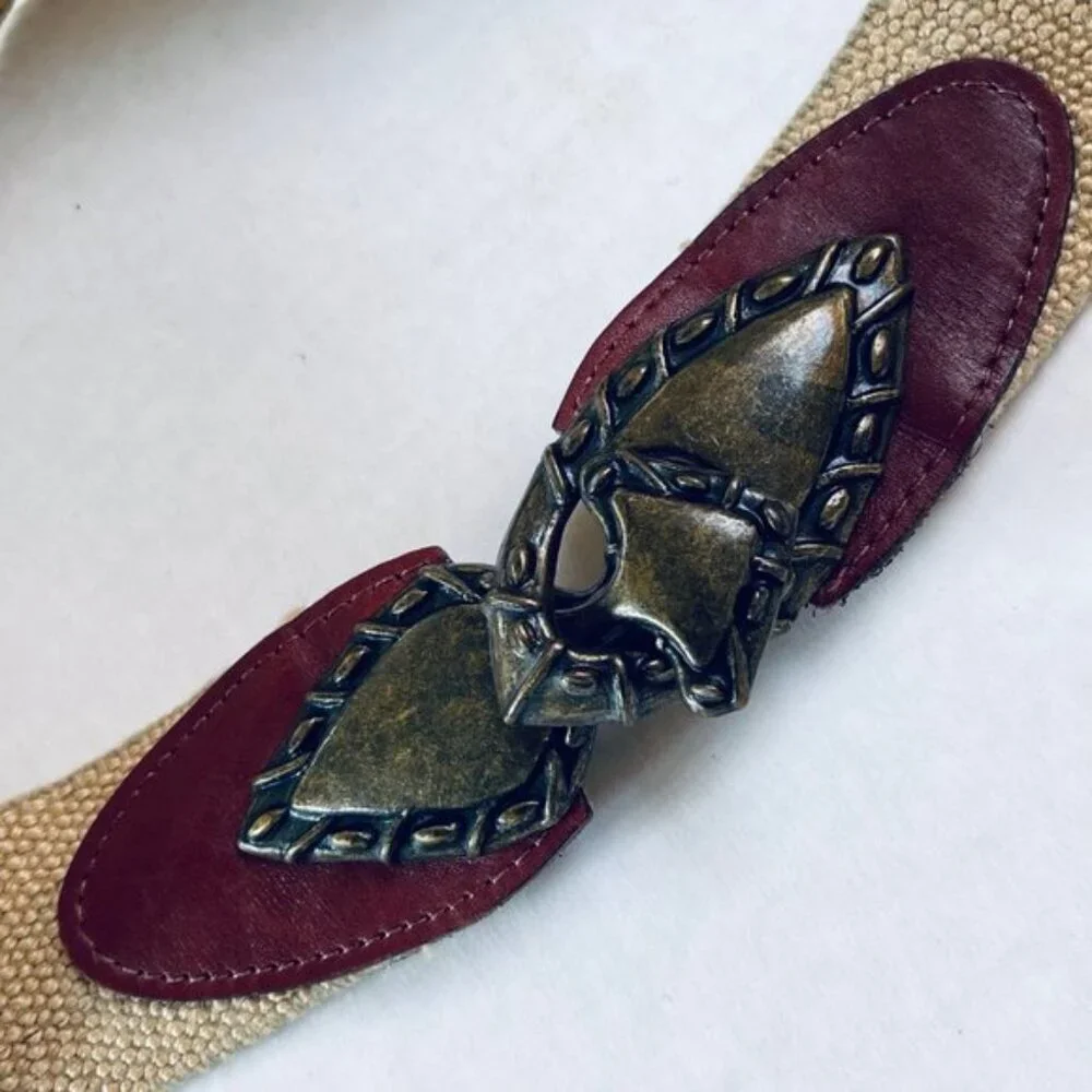 Metal Buckle Belt Bras‎ Leather Toggle Buckle Strap Wide Festival Western Boho
